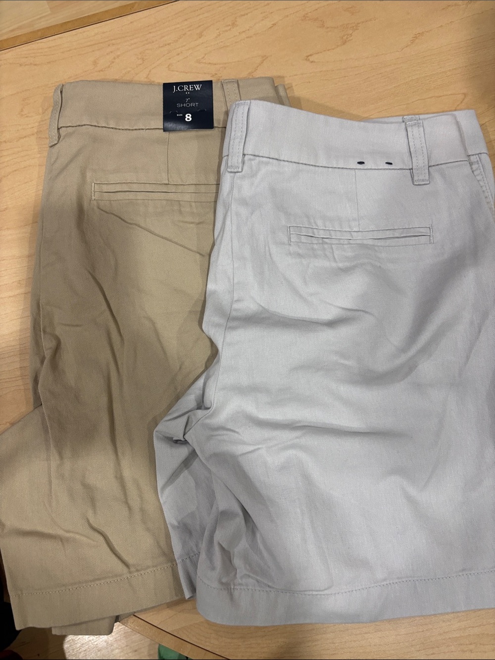 J. Crew womens Chino Shorts in Khaki and Light Gray